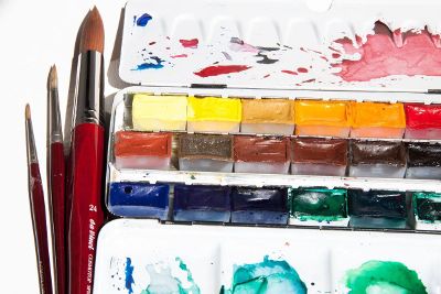 art brushes clean with colorful paint