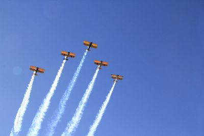 airshow in blue skies