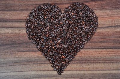 coffee beans in shape of heart