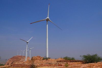 windmills in nature landscape