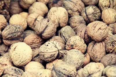 a pile of walnuts