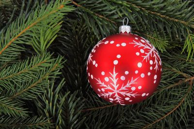 snowflake ornament on christmas tree