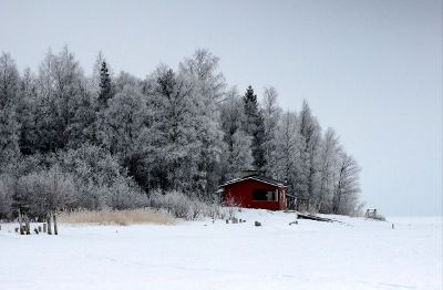 hut on the winter