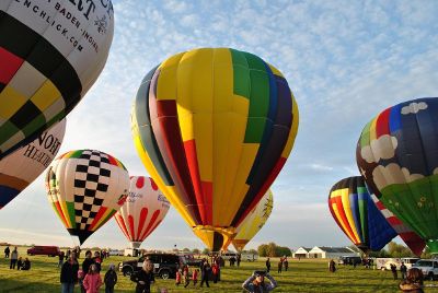 field of hot air ballons