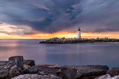 lighthouse on a rock jetty