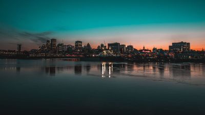 city skyline with river