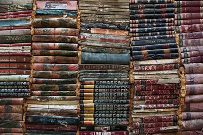 old books arranged