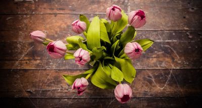 flowers on hardwood floors