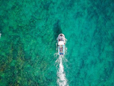 aerial view of boat