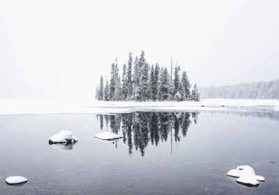 snow filled lake