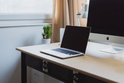 work station with laptop