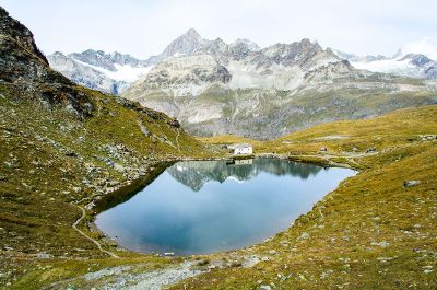 lake cabin in valley