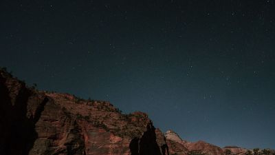 mountain range at night