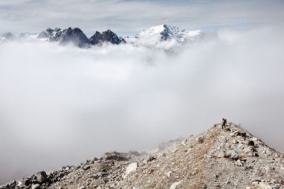 man on the top of the mountain