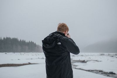 photographing frozen land