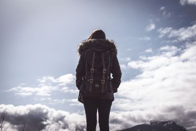 a woman hiking