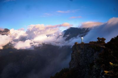 man on a very high plateau