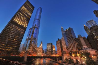 river runs through city scape