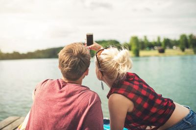 two people taking a selfie