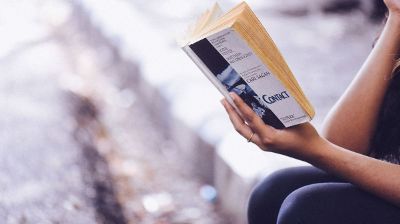 person reading a book