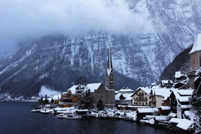 village beside mountain