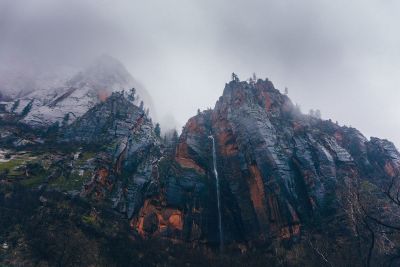 mountain peak in the clouds