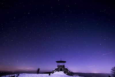 sky at night with building