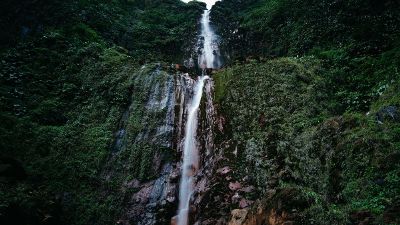 view of waterfall from bottom