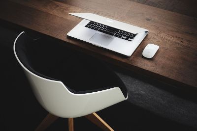 macbook sitting on desk