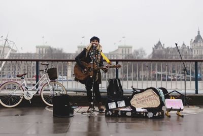 a female street performer