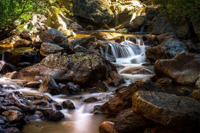 running stream over rocks