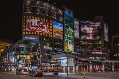 electronic billboards on buildings