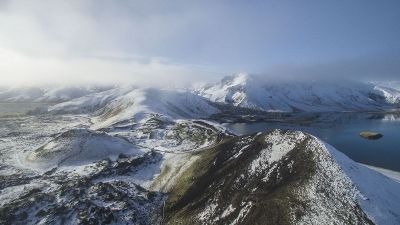 cold high mountains and lake