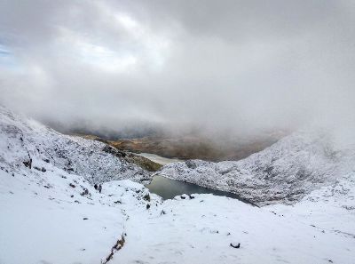 mountain lake in winter