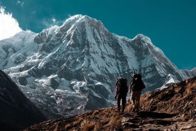 two hikers on mountain