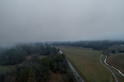 foggy and rural countryside