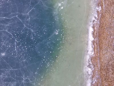 frozen water at shoreline