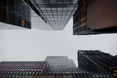 skyward view of cityscape