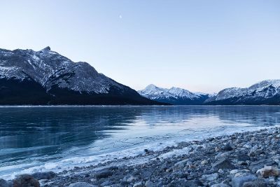 frozen lake in mountains