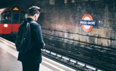 man waiting in the subway