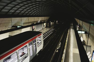 dark subway with train