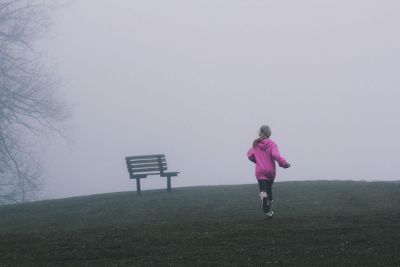 girl running at park