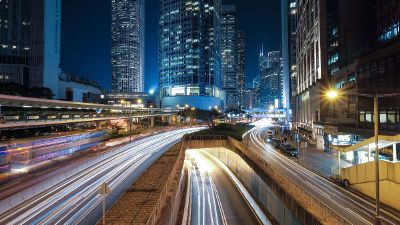 busy freeway in city