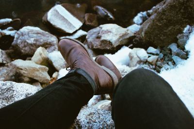 snow on the rocks