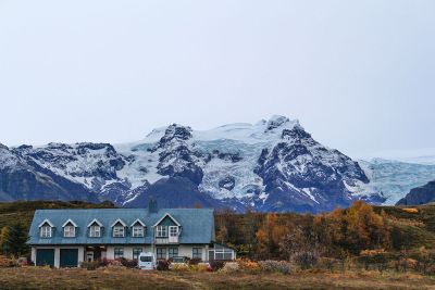 cold mountains and house