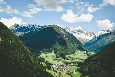 mountain landscape with a colony