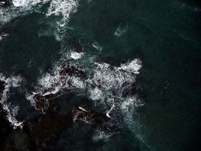 dark ocean and rocks