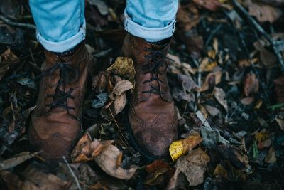 boots on dried leaves