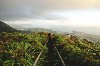 city view over mountain track