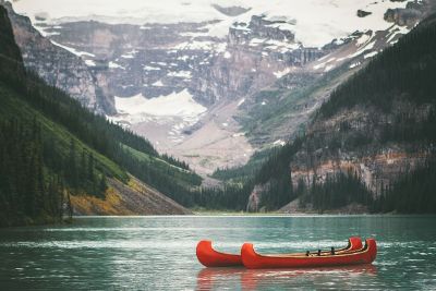 kayaks on a lake